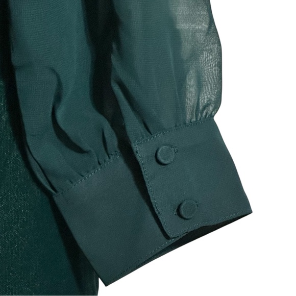 J. Crew Factory NWT Forest Green Velvet Holiday Party Shear Sleeve Mini Dress - Picture 12 of 14